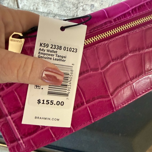 Brahmin Fuchsia Ady Croc-Embossed Wallet - Picture 3 of 4